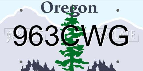 963CWG Oregon License Plate