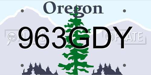 963GDY Oregon License Plate