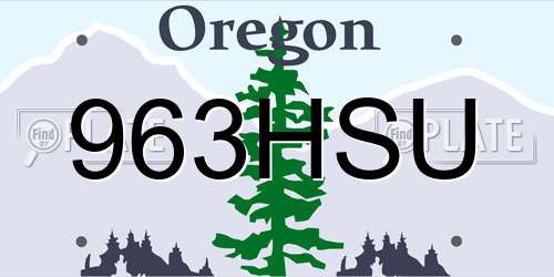 963HSU Oregon License Plate