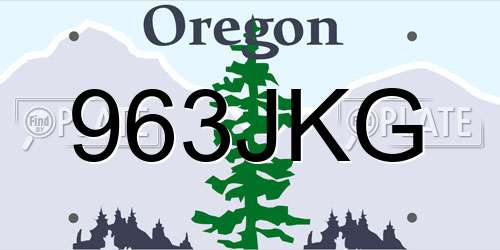 963JKG Oregon License Plate
