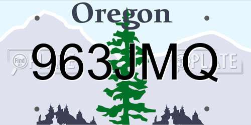 963JMQ Oregon License Plate