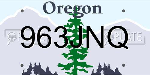 963JNQ Oregon License Plate