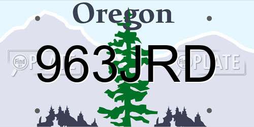 963JRD Oregon License Plate