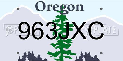 963JXC Oregon License Plate