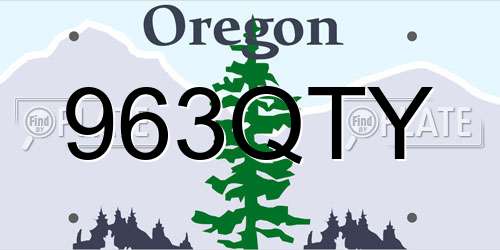 963QTY Oregon License Plate