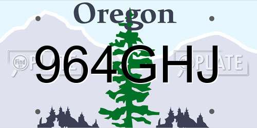 964GHJ Oregon License Plate