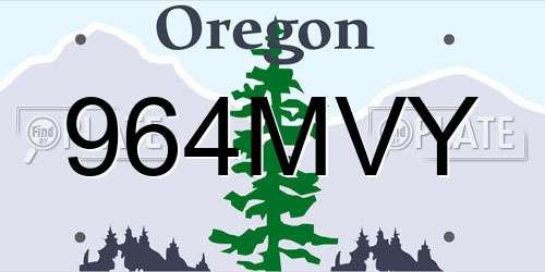 964MVY Oregon License Plate