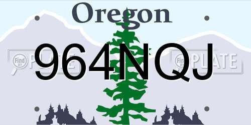 964NQJ Oregon License Plate