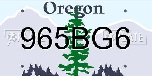 965BG6 Oregon License Plate