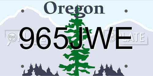 965JWE Oregon License Plate