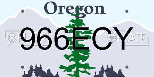 966ECY Oregon License Plate