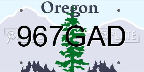 967GAD Oregon License Plate