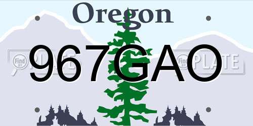 967GAO Oregon License Plate