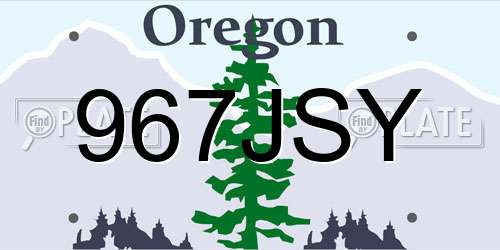 967JSY Oregon License Plate