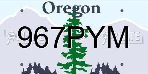 967PYM Oregon License Plate