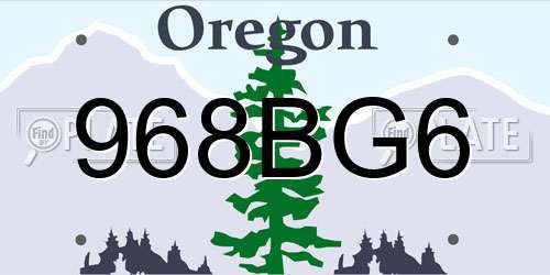 968BG6 Oregon License Plate