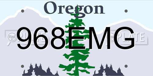 968EMG Oregon License Plate
