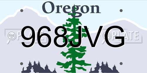 968JVG Oregon License Plate