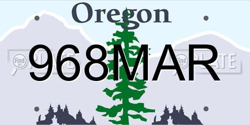 968MAR Oregon License Plate