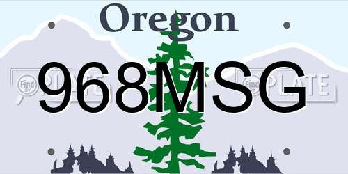 968MSG Oregon License Plate