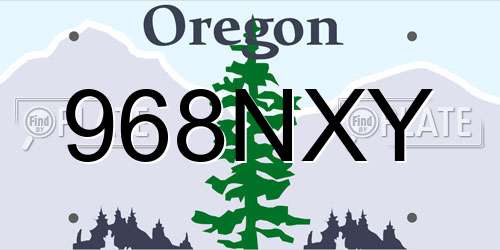 968NXY Oregon License Plate