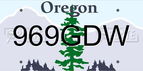 969GDW Oregon License Plate