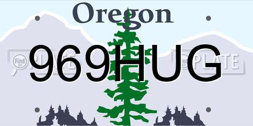 969HUG Oregon License Plate