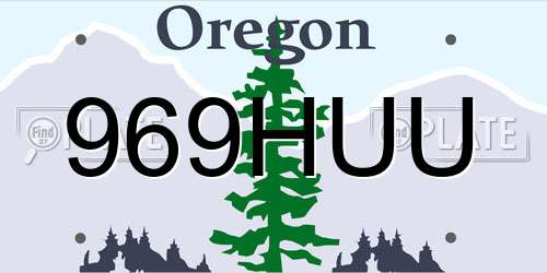 969HUU Oregon License Plate