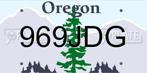 969JDG Oregon License Plate