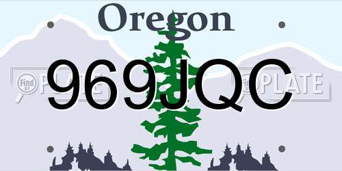 969JQC Oregon License Plate