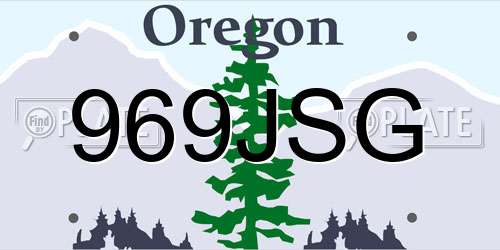 969JSG Oregon License Plate