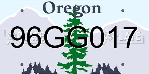 96GG017 Oregon License Plate