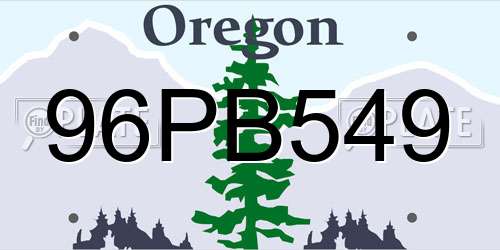 96PB549 Oregon License Plate