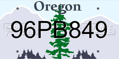 96PB849 Oregon License Plate