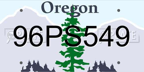 96PS549 Oregon License Plate
