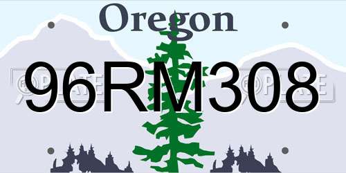 96RM308 Oregon License Plate