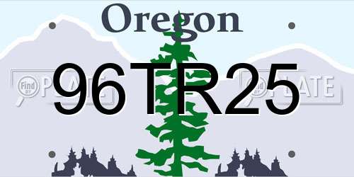 96TR25 Oregon License Plate