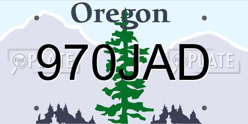 970JAD Oregon License Plate