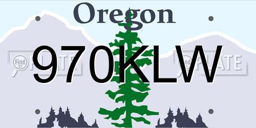 970KLW Oregon License Plate