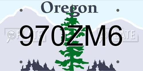 970ZM6 Oregon License Plate