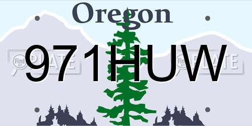 971HUW Oregon License Plate