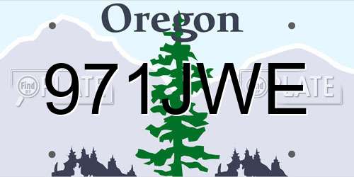 971JWE Oregon License Plate