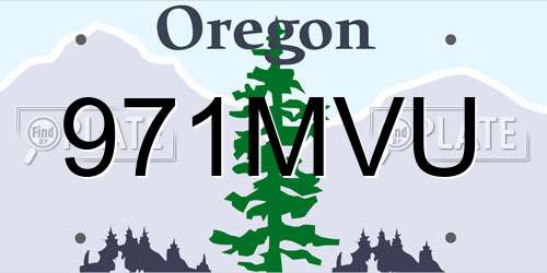 971MVU Oregon License Plate