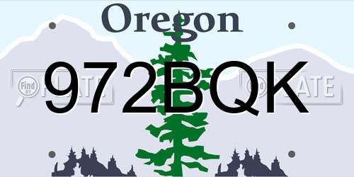 972BQK Oregon License Plate