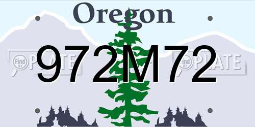 972M72 Oregon License Plate