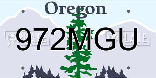 972MGU Oregon License Plate