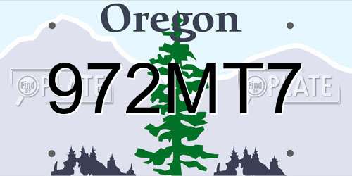 972MT7 Oregon License Plate