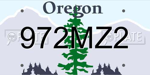972MZ2 Oregon License Plate