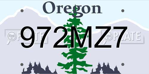972MZ7 Oregon License Plate