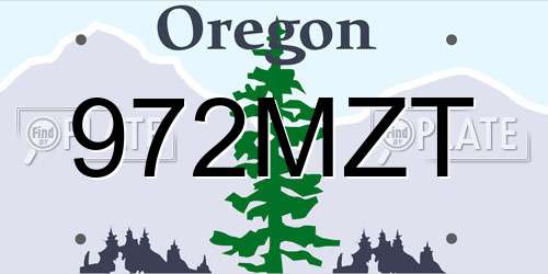 972MZT Oregon License Plate